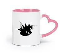 LAYEHDF Ceramics Coffee Cups with Handle Soldiers Silhouette Military ating War （11oz/320ml） Ceramic Coffee Mug for Cappuccino Tea, Milk, Pink