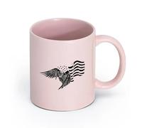 LAYEHDF Ceramics Coffee & Hot Drinks American Flag Symbol Flying Eagle Patriot （11oz/320ml） Dishwasher Microwave Safe,for Office and Home Pink