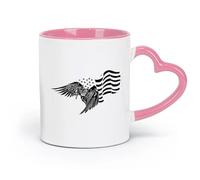 LAYEHDF Ceramics Coffee & Hot Drinks American Flag Symbol Flying Eagle Patriot （11oz/320ml） Dishwasher Microwave Safe,for Office and Home Pink