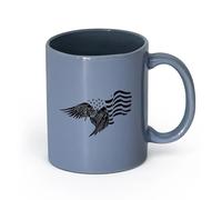 LAYEHDF Ceramics Coffee & Hot Drinks American Flag Symbol Flying Eagle Patriot （11oz/320ml） Dishwasher Microwave Safe,for Office and Home Blue-Gray