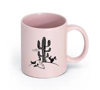 LAYEHDF Ceramics Coffee & Hot Drinks Desert Landscape Cactuses Canyon Skull Bones （11oz/320ml） Cappuccino, Latte Macchiato, Tea, Espresso Pink