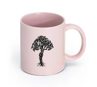 LAYEHDF Ceramics Coffee & Hot Drinks Girl Figure Silhouette Tree Branch Natural （11oz/320ml） Stylish & Durable - Microwave & Dishwasher Safe Pink