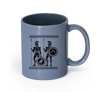 LAYEHDF Ceramics Coffee & Hot Drinks Greek Soldier Spartan Warrior Spears Shields （11oz/320ml） Dishwasher Microwave Safe,for Office and Home Blue-Gray
