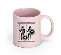 LAYEHDF Ceramics Coffee & Hot Drinks Greek Soldier Spartan Warrior Spears Shields （11oz/320ml） Dishwasher Microwave Safe,for Office and Home Pink