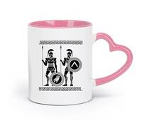LAYEHDF Ceramics Coffee & Hot Drinks Greek Soldier Spartan Warrior Spears Shields （11oz/320ml） Dishwasher Microwave Safe,for Office and Home Pink