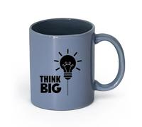 LAYEHDF Ceramics Coffee & Hot Drinks Inspirational Words Think Big Office Bulb lampg （11oz/320ml） for Hot Beverages, Latte, Cappuccino Blue-Gray