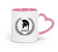 LAYEHDF Ceramics Coffee & Hot Drinks Sparta Ancient History Greece Spartan Warrior Helmet （11oz/320ml） Nice Xmas Gift Pink