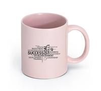 LAYEHDF Ceramics Coffee & Hot Drinks Success Office Motivational Words Business Leadership （11oz/320ml） and Microwave-Safe Pink