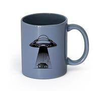 LAYEHDF Ceramics Coffee & Hot Drinks UFO Flying Saucer House Galaxy Science Fiction （11oz/320ml） Ceramic Coffee Mugs for Home or Work Blue-Gray