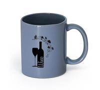 LAYEHDF Ceramics Coffee & Hot Drinks winemaking Wine Store Logo Restaurant Cafe （11oz/320ml） Ceramic Coffee Mug for Cappuccino Tea, Milk, Blue-Gray