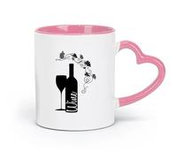 LAYEHDF Ceramics Coffee & Hot Drinks winemaking Wine Store Logo Restaurant Cafe （11oz/320ml） Ceramic Coffee Mug for Cappuccino Tea, Milk, Pink