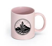 LAYEHDF Ceramics Coffee Milk Tea Ceramic Mugs Cactus Land Landscape Desert Mountains （11oz/320ml） for Tea Coffee Hot Brew Pink