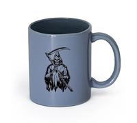 LAYEHDF Ceramics Coffee Milk Tea Ceramic Mugs Dead Horror Skull Darkness Death Scythe （11oz/320ml） for Tea, Hot Chocolate Blue-Gray