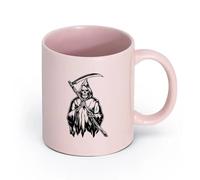 LAYEHDF Ceramics Coffee Milk Tea Ceramic Mugs Dead Horror Skull Darkness Death Scythe （11oz/320ml） for Tea, Hot Chocolate Pink