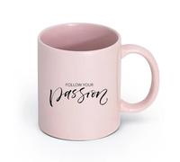 LAYEHDF Ceramics Coffee Milk Tea Ceramic Mugs Follow Your Passion Motivation Words （11oz/320ml） and Mulled Drinks, Espresso Pink