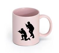 LAYEHDF Ceramics Coffee Milk Tea Ceramic Mugs Military War Soldiers Weapons Men Army （11oz/320ml） Ceramic Coffee Mugs for Home or Work Pink