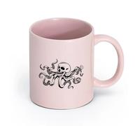LAYEHDF Ceramics Coffee Milk Tea Ceramic Mugs Octopus Skull Tentacles Marine Monster （11oz/320ml） fine China (Ceramic) Pink