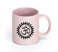 LAYEHDF Ceramics Coffee Milk Tea Ceramic Mugs Om Mantra Esoteric Hindu Deity Studio （11oz/320ml） Dishwasher and Microwave Safe Pink