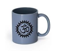 LAYEHDF Ceramics Coffee Milk Tea Ceramic Mugs Om Mantra Esoteric Hindu Deity Studio （11oz/320ml） Dishwasher and Microwave Safe Blue-Gray