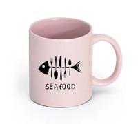 LAYEHDF Ceramics Coffee Milk Tea Ceramic Mugs Seafood Fish Forks Knives Cafe Restaurant （11oz/320ml） for Coffee Oatmeal Tea Easy to Clean Pink