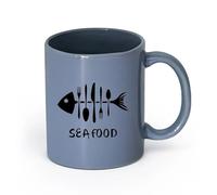 LAYEHDF Ceramics Coffee Milk Tea Ceramic Mugs Seafood Fish Forks Knives Cafe Restaurant （11oz/320ml） for Coffee Oatmeal Tea Easy to Clean Blue-Gray