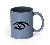 LAYEHDF Ceramics Coffee Mug, Eastern Teaching Yin Yang Symbol Ancient Chinese Philosophy （11oz/320ml） Restaurant, Office Blue-Gray