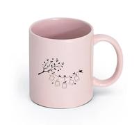 LAYEHDF Ceramics Coffee Mug Family Tree Branch Leaves Stylized Frames Photos （11oz/320ml） Dishwasher Microwave Safe,for Office and Home Pink