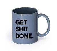 LAYEHDF Ceramics Coffee Mug, Get Shit Done Motivational Quote Words Phrase Motivation （11oz/320ml） for Espresso, Tea- Set Blue-Gray