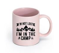 LAYEHDF Ceramics Coffee Mug I'm Not Lost I'm The Camp Lettering Tourism Camping Hobby （11oz/320ml） for Hot Beverages, Latte, Cappuccino Pink