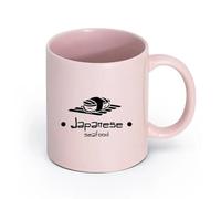 LAYEHDF Ceramics Coffee Mug Kitchen Japanese Seafood Rolls Sushi Bar Restaurant （11oz/320ml） Stylish & Durable - Microwave & Dishwasher Safe Pink
