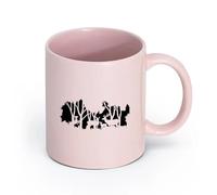 LAYEHDF Ceramics Coffee Mug, Natural Forest Animals Deer Family Hunting （11oz/320ml） Coffee, Tea, Latte, Milk, Cocoa, Juice and Other Hot Drinks Pink
