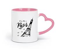 LAYEHDF Ceramics Coffee Mug Phrase Take Me to Paris Eiffel Tower Romantic （11oz/320ml） Humorous Gift for Coffee Lovers, Work Besties, Coworkers & Friends Pink