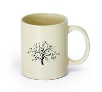 LAYEHDF Ceramics Coffee Mug with Handle - Classic Ceramic Tree Love Romantic Wood （11oz/320ml） Great for Home, Office, Cafes, Gift Ideas Light Yellow