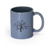 LAYEHDF Ceramics Coffee Mug with Handle - Classic Ceramic Tree Love Romantic Wood （11oz/320ml） Great for Home, Office, Cafes, Gift Ideas Blue-Gray