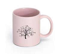 LAYEHDF Ceramics Coffee Mug with Handle - Classic Ceramic Tree Love Romantic Wood （11oz/320ml） Great for Home, Office, Cafes, Gift Ideas Pink