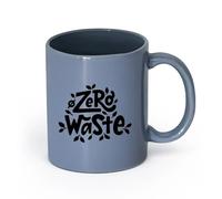 LAYEHDF Ceramics Coffee Mug Zero Waste Text Hand Lettering Ecology Vegan Lifestyle （11oz/320ml） for Espresso, Tea- Set Blue-Gray