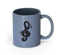 LAYEHDF Ceramics Coffee Mugs Tea Coffee Mug Cups Musical Key Notes Music School （11oz/320ml） Great for Home, Office, Cafes, Gift Ideas Blue-Gray