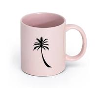 LAYEHDF Ceramics Cool Mugs and Cups Banana Coconut Palm Sea Sun Beach Paradise （11oz/320ml） Ceramic Coffee Mug for Cappuccino Tea, Milk, Pink