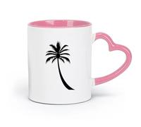 LAYEHDF Ceramics Cool Mugs and Cups Banana Coconut Palm Sea Sun Beach Paradise （11oz/320ml） Ceramic Coffee Mug for Cappuccino Tea, Milk, Pink