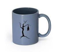 LAYEHDF Ceramics Cool Mugs and Cups Bat Night Animal Tree Nursery Halloween Feast （11oz/320ml） Ceramic Coffee Mug for Cappuccino Tea, Milk, Blue-Gray