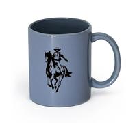 LAYEHDF Ceramics Cool Mugs and Cups Cowboy Texas USA Rodeo Horse Wild West Home （11oz/320ml） Cappuccino, Latte Macchiato, Tea, Espresso Blue-Gray
