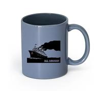 LAYEHDF Ceramics Cool Mugs and Cups Phrase All Aboard Ocean Liner Cruise Ship Travel （11oz/320ml） for Tea, Hot Chocolate Blue-Gray