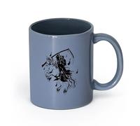 LAYEHDF Ceramics Cool Tea and Coffee Mug Horseman with Scythe Dead Skull Horror （11oz/320ml） Great for Home, Office, Cafes, Gift Ideas Blue-Gray