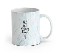 LAYEHDF Ceramics Cool Tea and Coffee Mug Ice Cream Time Cafe Phrase Sweet Home （11oz/320ml） Dishwasher Microwave Safe,for Office and Home Marble Blue