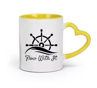 LAYEHDF Ceramics Cool Tea and Coffee Mug Inscription Wheel Helm Ocean Sea Style （11oz/320ml） Dishwasher Microwave Safe,for Office and Home Yellow