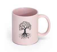 LAYEHDF Ceramics Cool Tea and Coffee Mug Silhouette Tree with Roots Forest Natural （11oz/320ml） Café or Restaurant Use Pink