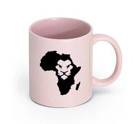 LAYEHDF Ceramics Cups with Comfortable Handle Abstract Lion King African Continent Map （11oz/320ml） fine China (Ceramic) Pink