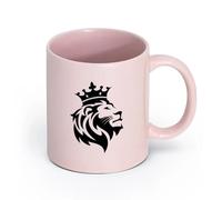 LAYEHDF Ceramics Cups with Comfortable Handle African Lion King Head Predator Tribal （11oz/320ml） Ideal for Home & Office Use Pink