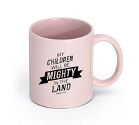 LAYEHDF Ceramics Cups with Comfortable Handle Bible Verse Psalms Religion Prayer Room （11oz/320ml） for Coffee Oatmeal Tea Easy to Clean Pink