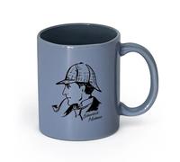 LAYEHDF Ceramics Cups with Comfortable Handle Detective Sherlock Holmes Baker Street （11oz/320ml） and Mulled Drinks, Espresso Blue-Gray